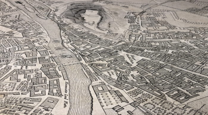 Ausschnitt einer historischen Karte der Stadt Graz.