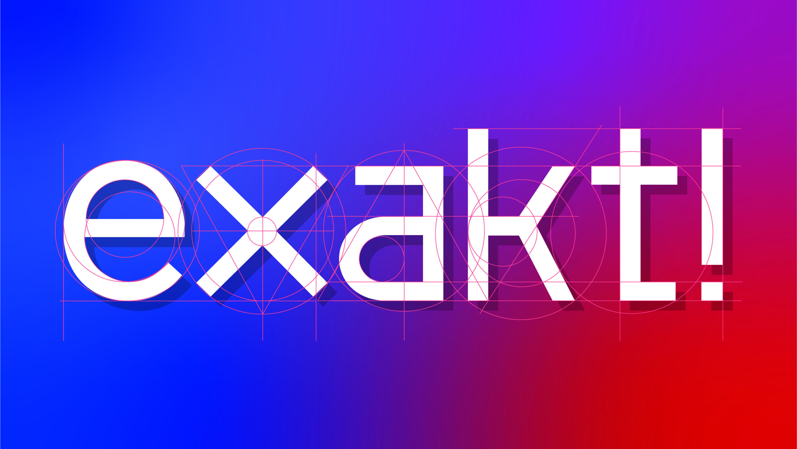 Das Wort exakt! in fetter weißer Schrift mit Anton-Paar-Designlinien auf einem Hintergrund mit blauem und rotem Farbverlauf.