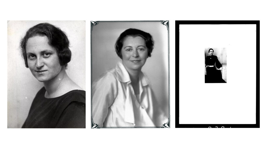 Drei Schwarz-Weiß-Porträts einer Frau erinnern an das jüdische Graz von 1890-1945.